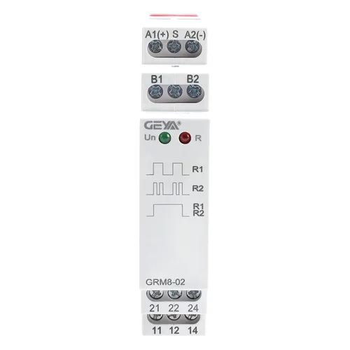 GEYA Relé de bloqueo electrónico relé de impulso relé de memoria 2SPDT 16A voltaje de amplio rango AC/DC12V-240V Montaje en riel DIN (GRM8-02,