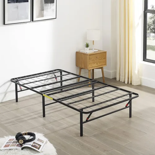 Miniatura 2 de Amazon Basics Base de cama plegable de metal con almacenamiento, soporte de acero resistente, no necesita somier, 14 pulgadas de alto, configuración