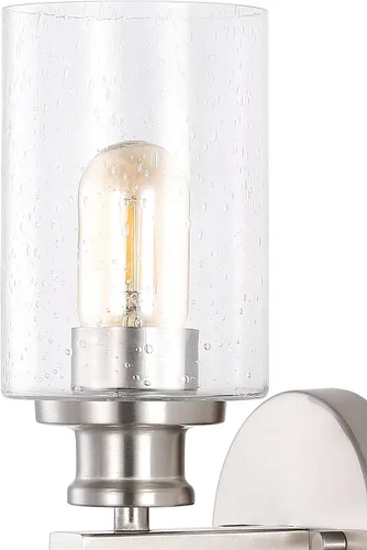 Miniatura 7 de JONATHAN Y Aplique de pared LED de níquel de 16.5 pulgadas, lámpara de tocador moderna de granja con pantalla de vidrio sembrado, accesorio