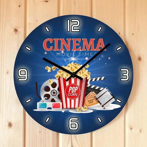 Miniatura 5 de The Geeky Days Movie Time Popcorn Filmstrip Clapboard Tickets Reloj de pared silencioso Diseño moderno Amantes de la película Decoración del hogar