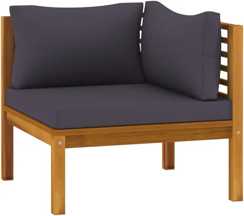 Miniatura 6 de Sillón de jardín, muebles de patio al aire libre, juego de 5 piezas con cojín, madera de acacia maciza para césped, jardín, patio, piscina, porche