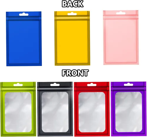 Miniatura 6 de YOTOZU 2.72 x 3.93 pulgadas, 100 bolsas holográficas de Mylar con cremallera, bolsa de almacenamiento de alimentos, bolsa de aluminio Mylar a prueba