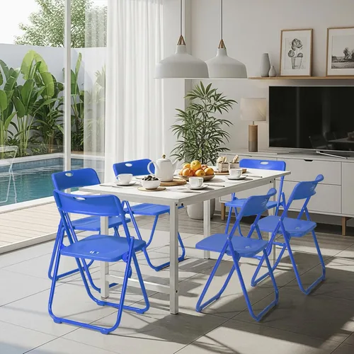 Miniatura 2 de Karl home Silla plegable de 6 piezas, silla plegable ligera de plástico de 300 libras, marco de metal reforzado fácil de plegar y almacenar