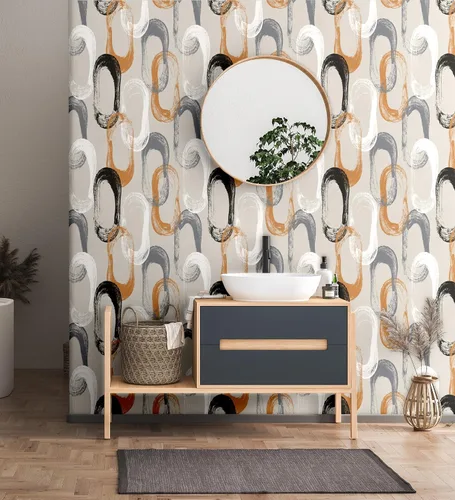 Miniatura 5 de Blooming Wall DPYB12 - Papel tapiz autoadhesivo extraíble con círculos de elipse geométricos, decoración de pared