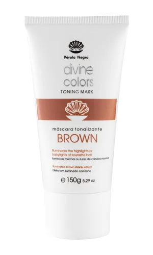 Pérola Negra Divine Colors - Máscara tonificante marrón, ilumina los reflejos o babylights del cabello moreno, efecto de sombra marrón iluminado,