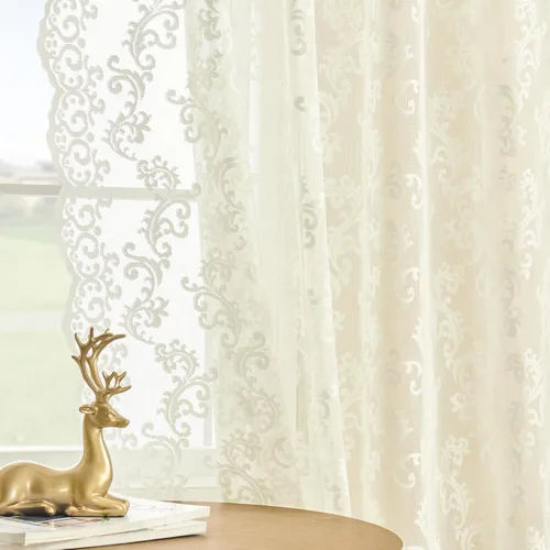 Miniatura 15 de Cortinas de encaje transparentes FOLKSIDE de 72 pulgadas de largo, juego de 2 cortinas florales victorianas de paisley para sala de estar, recámara
