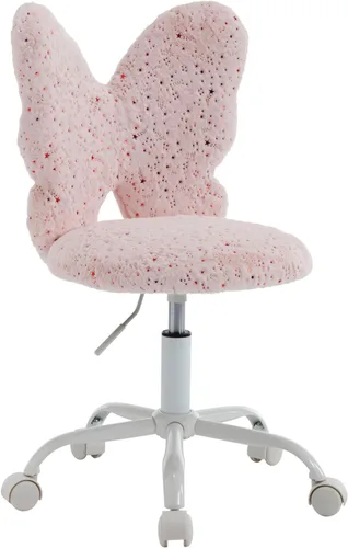 Silla de Escritorio para Niños con Diseño de Mariposa, Silla de Estudio para Niñas Estudiantes, Sillas de Computadora Ajustables, Sillas Peludas