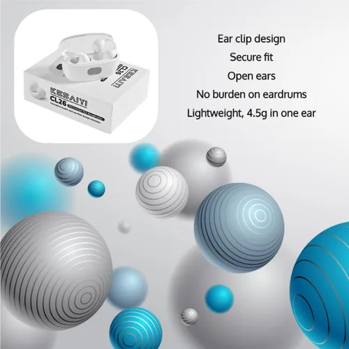 Miniatura 6 de Auriculares inalámbricos con clip para la oreja, Bluetooth 5.3, auriculares impermeables, conducción ósea, auriculares deportivos de alta fidelidad