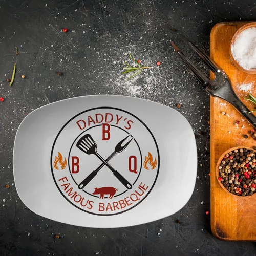 Miniatura 4 de Plato personalizado para servir con nombre de papá en la barbacoa, plato con nombres personalizados para jardín, barbacoa, reunión familiar, nombres