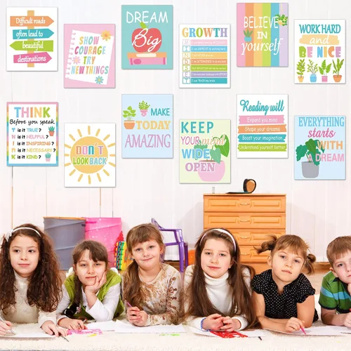 Miniatura 6 de 12 pósteres motivacionales para el aula, mentalidad de crecimiento, arte de pared educativo para profesores, decoración de tablero de anuncios
