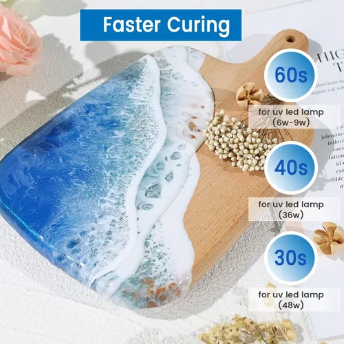 Miniatura 5 de Bsrezn 100g de resina UV dura con 8 palos de madera Resina UV premezclada para la fabricación de joyas (100g x 1)