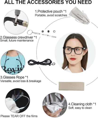 Miniatura 6 de AEZUNI Anteojos de lectura cuadrados de gran tamaño para mujer, de gran tamaño, a la moda, grandes lectores 1.0 1.5 2.0 2.5 3.0 3.5 (negro, 1.00)