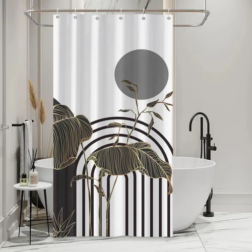 Miniatura 4 de Cortina de ducha abstracta bohemia para decoración de baño, moderna planta tropical, decoración botánica de hojas de palmera, decoración de baño