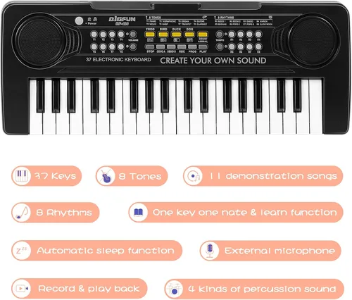 Miniatura 5 de Raimy Piano de teclado de 37 teclas para niños, aprendizaje temprano, educativo, portátil, instrumento musical electrónico, juguetes de regalo