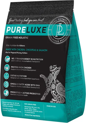 Miniatura 12 de PURELUXE Alimento para gatos sin granos y gluten, nutrición Elite para gatos adultos, pavo, para todas las etapas de la vida y razas, fabricado