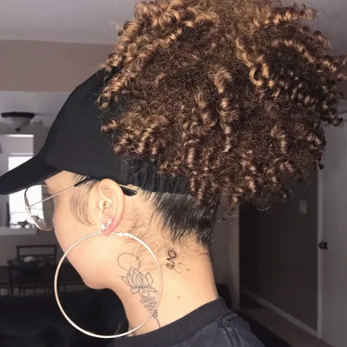 Miniatura 5 de CurlCap Gorra sin parte trasera para cabello natural, gorra de béisbol forrada de satén para mujer