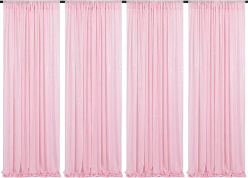 Miniatura 77 de Cortinas de fondo de lentejuelas rosas de 2 piezas, 2 pies x 8 pies, fondo de fotografía, cortina para fiestas con purpurina, fondo de boda, tela