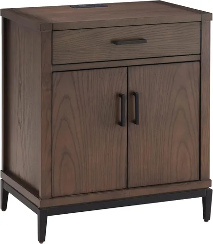 Miniatura 15 de Salem Mesita de noche de madera maciza con cajón y estante, roble medio, perfecta para dormitorios, salas de estar y espacios pequeños - Leick Home