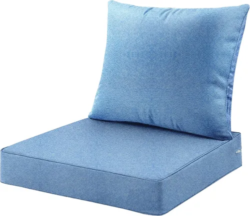 Miniatura 16 de ARTPLAN Juego de 2 cojines de asiento profundo con respaldo, cojines de sofá para exteriores para todo tipo de clima, tela de poliéster, espuma