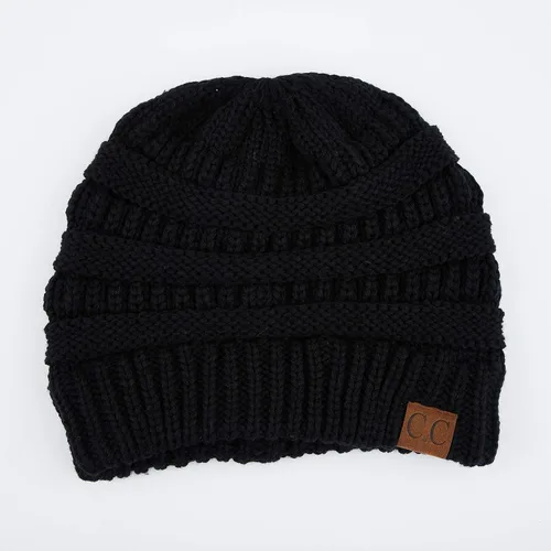 Miniatura 2 de C.C - Gorro de punto trenzado, elástico, moderno, grueso, suave y cálido