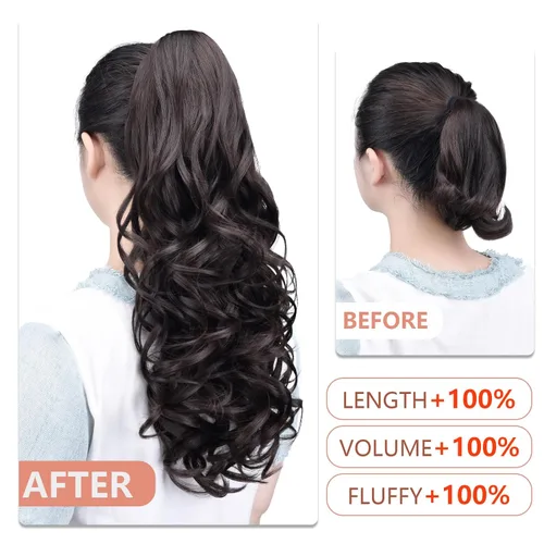 Miniatura 227 de Extensiones de cola de caballo de cabello rubio, extensiones de cola de caballo para mujer, pinza de extensiones de cabello rizado de 12 pulgadas