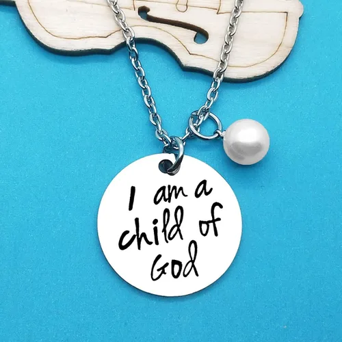 Miniatura 2 de Regalos de ahijada para mujeres y niñas, collar con texto en inglés "I am a Child of GodGod", regalos de bautismo para ahijados, joyería religiosa
