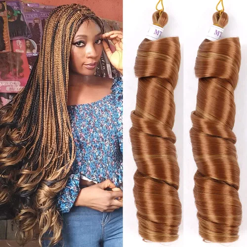 Miniatura 15 de Cabello rizado francés trenzado para trenzas de caja, 8 paquetes de 12 pulgadas, 3.00 oz/paquete, cabello trenzado de onda suelta, extensiones