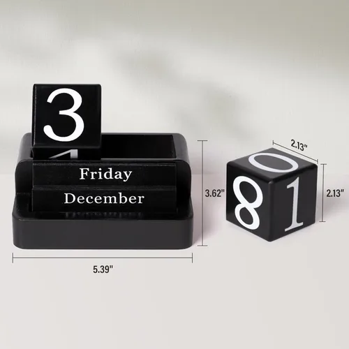 Miniatura 6 de Calendario de Bloques de Madera para Escritorio, Calendario de Escritorio Perpetuo Diario, Accesorios de Escritorio de Estética Moderna de Granja
