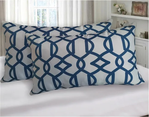 Miniatura 15 de Funda de almohada decorativa clásica con diseño de crayón de mano azul estilo capri, marcas geométricas, funda de almohada decorativa de 17 x 17