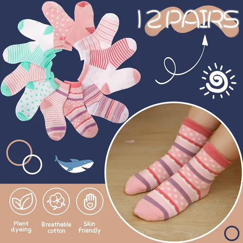 Miniatura 5 de ANTSANG Calcetines de algodón a rayas de unicornio para bebés, niñas y niños pequeños
