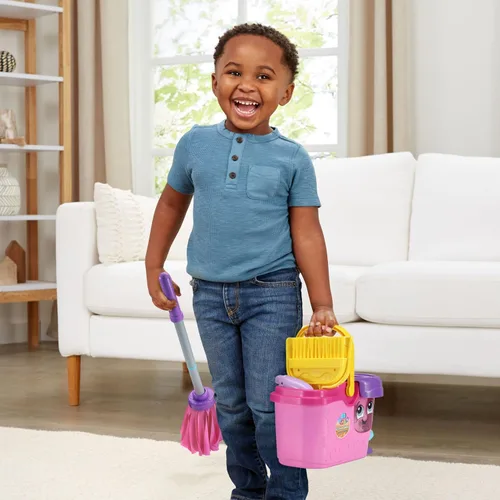 Miniatura 6 de LeapFrog Clean Sweep Learning Caddy, Juego de Juguetes de Limpieza con Trapeador y Escoba para Niños de 3 a 5 Años, Rosa