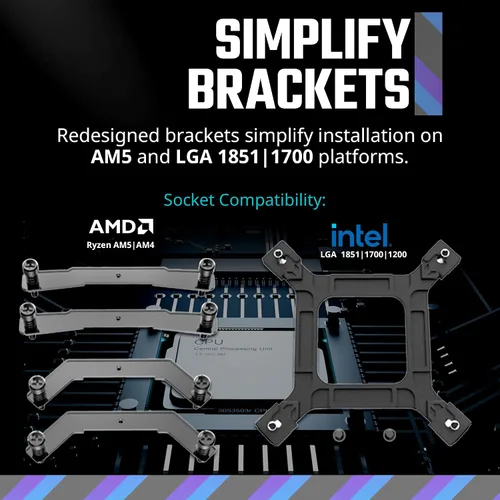 Miniatura 7 de Cooler Master 360 Atmos Enfriador líquido AIO de circuito cerrado impulsado por el rendimiento, R9 Ultra 9, bomba aRGB de doble cámara, radiador