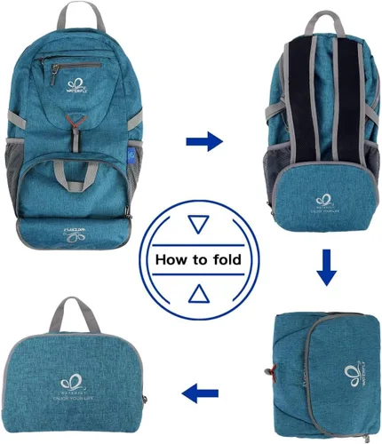 Miniatura 6 de WATERFLY Mochila pequeña ligera y plegable: mochila de 20 l ultra ligera, plegable, de senderismo, de viaje, de camping, de día, para hombre y mujer