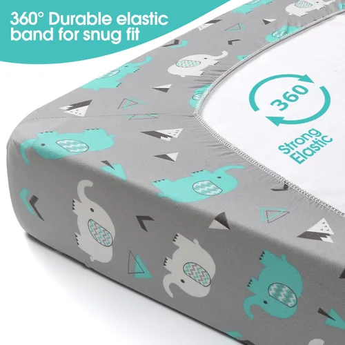 Miniatura 5 de BROLEX Sábanas bajeras para cuna para bebé: Juego de 2 para colchón de cuna de tamaño estándar para niños y niñas - Sábanas de punto jersey