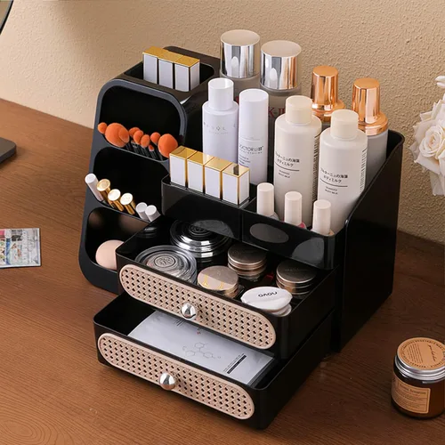 Miniatura 2 de Aveniee Organizador de maquillaje con cajones, gran organizador de encimera de baño para tocador, almacenamiento de cosméticos de escritorio