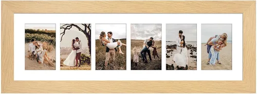 Miniatura 203 de Marcos de Fotos Collage de 13.5X15.5 con 7 Aberturas para Fotos de 4X6, Marco de Fotos Múltiples con Paspartú para Decoración de Pared, Grano