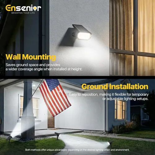Miniatura 2 de Ensenior Focos solares para exteriores, 56 LEDs con brillo ajustable, 6500K, luces solares LED de jardín, iluminación de paisaje para Halloween