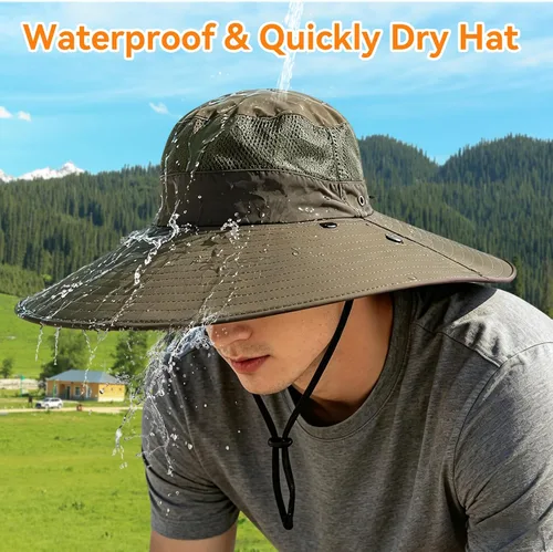 Miniatura 5 de Sombrero de pesca de ala súper ancha UPF 50+, sombrero de safari solar con solapa extraíble para el cuello