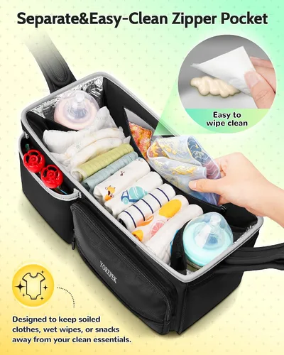 Miniatura 6 de YOREPEK Organizador de cochecito espacioso para UPPAbaby Vista/Minu/Cruz, organizador ajustable con 2 portavasos aislados, bolsa de cochecito fácil