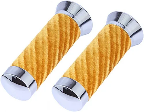 Miniatura 7 de Alta Empuñaduras para bicicleta de terciopelo con tapa cromada