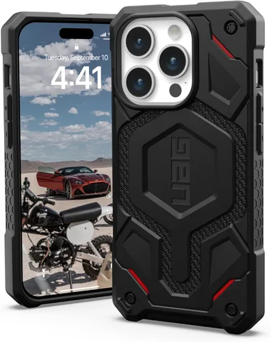 Miniatura 10 de URBAN ARMOR GEAR UAG Funda [Versión Actualizada] Compatible con Funda para iPhone 15 Pro de 6.1" Monarch Pro Negro Imán Integrado Compatible