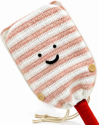 Miniatura 12 de Funda de paleta de pickleball de ganchillo para regalo, funda hecha a mano para mujeres y hombres, bonitos accesorios con bolsa de prensa, lista Azul