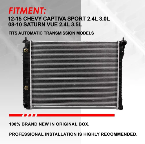 Miniatura 6 de Auto Dynasty Radiador compatible con 08-15 Chevy Captiva Sport/Saturn Vue 2.4L/3.5L AT, DPI 13057 Radiador de refrigeración de 1 fila estilo 08-15