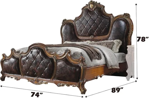 Miniatura 3 de BOWERY HILL Cama Queen tradicional en piel sintética y roble cereza