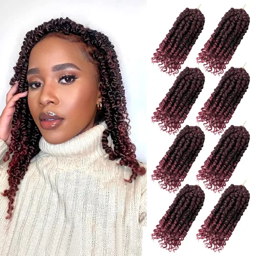 Miniatura 109 de Bileaf Cabello de Ganchillo Passion Twist Pre-retorcido de 10 Pulgadas, 8 Paquetes de Ganchillo Passion Twist, Cabello Corto Passion Twist