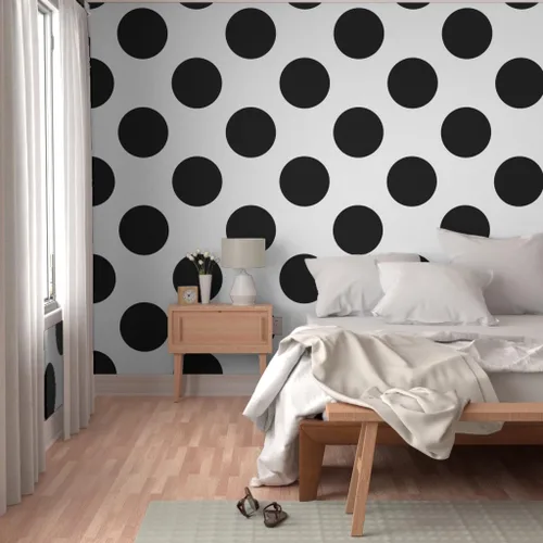Miniatura 5 de Papel tapiz para despegar y pegar, diseño de lunares, círculos negros y blancos, moderno, geométrico, extraíble, por Spoonflower