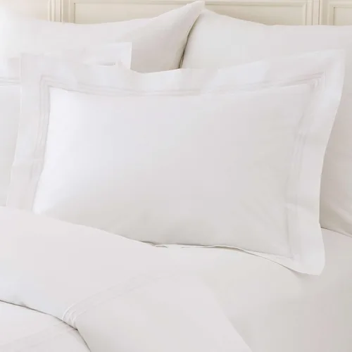 Pine Cone Hill Funda de Almohada Trio Blanca, tamaño euro, Patrón de Rayas Blancas Blanco