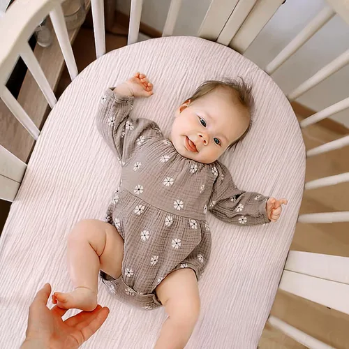 Miniatura 50 de lulumoon Sábanas de muselina para moisés para bebé: sábanas ajustables suaves para moisés de cabecera para niños y niñas Oliva y Crema