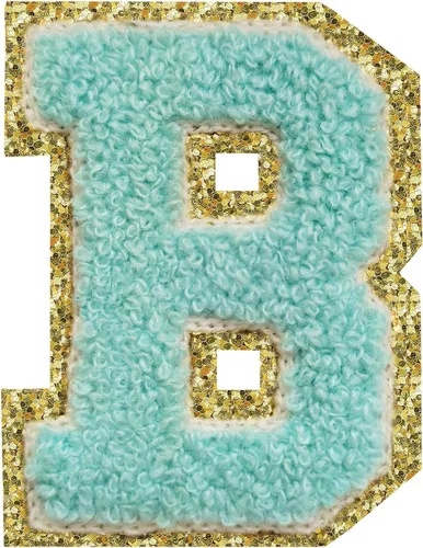 Miniatura 17 de SPRT - Parches de letras de chenilla universitaria con purpurina, parche de letras blancas para planchar con letras del alfabeto para disfraz