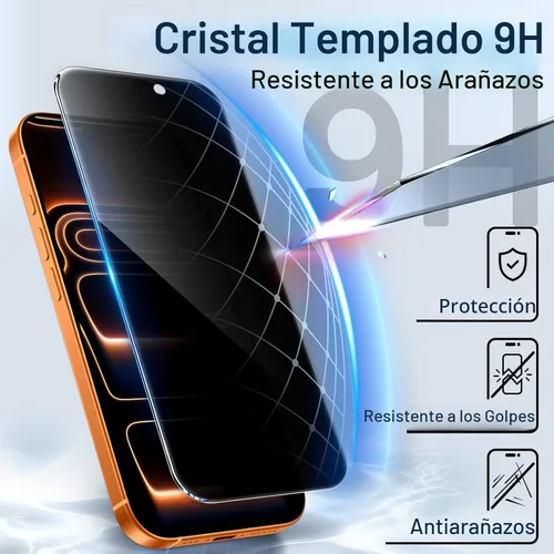 Miniatura 5 de JETech Protector de pantalla de privacidad para iPhone 17 Pro Max de 6,9 pulgadas, película de vidrio templado antiespía con herramienta de fácil